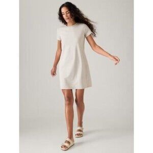 Athleta Essential Tee Dress Supima Cotton NWT Casual Size XS Cream Abalone